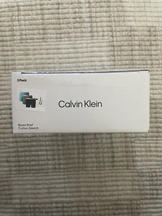 Calvin Klein Men's Cotton Stretch Boxer Briefs - White, Light Blue, Gray LARGE - Picture 2 of 5